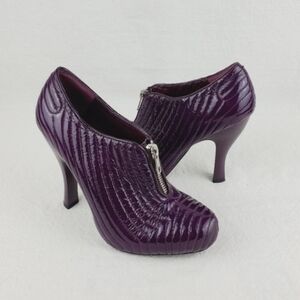 BCBGirls luana quilted purple ankle heel bootie